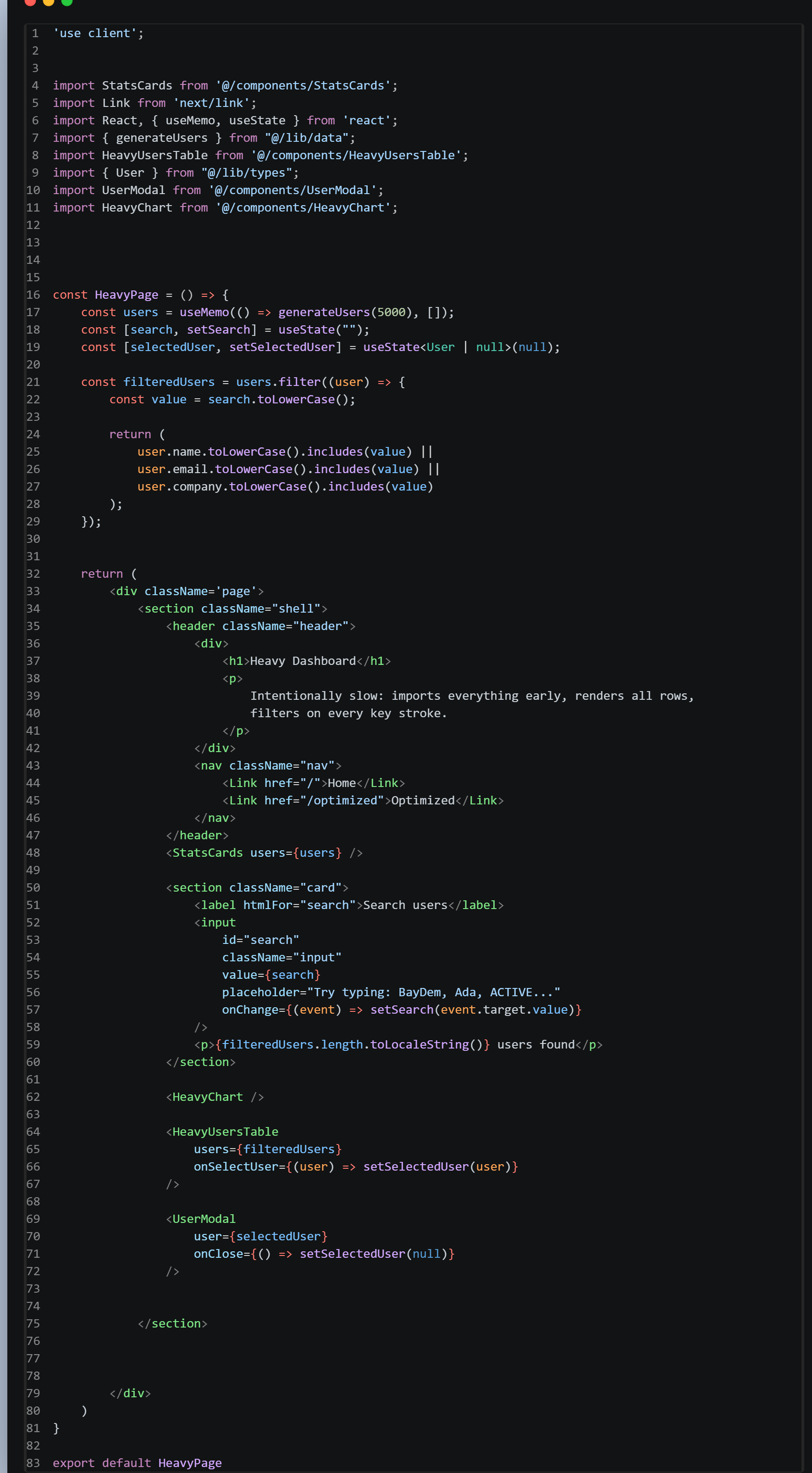 Heavy Main Page Code
